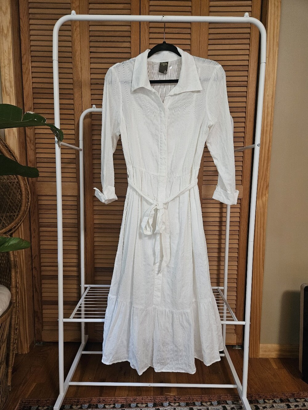 White Cottagecore Western Ankle Length Shirt Dress